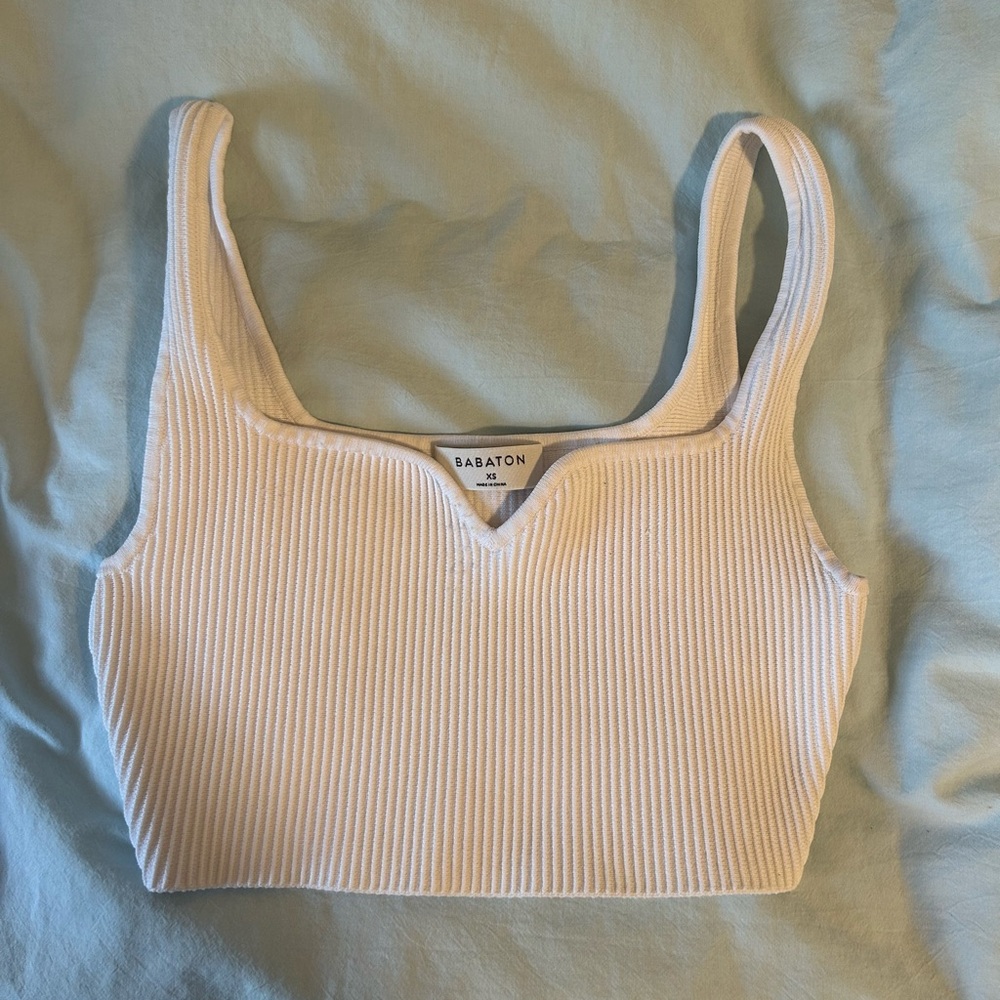 Babaton Women's white Ribbed Top